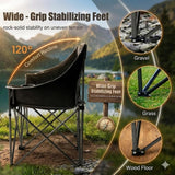 EMERIT Oversized Fully Padded Camping Chair, Heavy Duty 650LB Folding Camping Loveseat, Quad Fold Double Camping Couch with Cup Holders & Carry Bag for Outdoor, Lawn, Sports Events Black