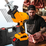 950W Brushless Motor Electric Meat and Bone Saw, with（2600mAh Battery 4 Upgraded Blades）Handheld Butchering Tool - Home Butcher Saw Kit with 1 toolbox