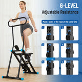 HXD-ERGO Stair Stepper for Home, 6 Adjustable Resistance Vertical Climber Cardio Exercise Machine, Folding Stair Climber for Full Body Workout with Adjustable Handlebar