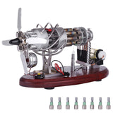 MechPuConToy 16-Cylinder Swash Plate Stirling Engine Generator Model with Voltage Digital Display Meter and LED