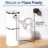 Automatic Liquid Soap Dispenser, 9 Adjustable Levels, 380ml/12.8oz, Auto Touchless Hand Soap or Dish Soap Dispenser,USB Rechargeable Dispenser, White