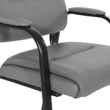 Office Star FL Series Faux Leather Guest Office Chair with Black Finish Frame, Charcoal Grey