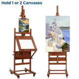 VISWIN Double-Sided Easel & Drafting Table, Hold 1 or 2 Canvas, Solid Beech Wood Artist Easel for Painting Canvas, Adjustable H Frame Easel with Tray & Wheels, Art Easel Stand for Adults, Artists