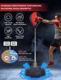 Stiatu Punching Bag with Stand, Heavy Boxing Bag Height Adjustable Reflex Bar and Speed Punching Bag for Adults & Youth, Home Gym Training Equipment for MMA Fitness Stress Relief (Red)