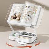 BYMECOST Acrylic Book Stand for Reading, Book Stand with Storage, White