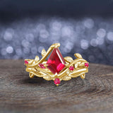 Oseew Kite Cut Engagements ring set Ruby rings for women(Ruby)