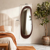 WallBeyond Asymmetrical Full Length Wooden Mirror, 22.5" x 63" Irregular Solid Wood Wall Mirror, Boho Decor for Bedroom Living Room Entryway, Mid-Century Modern, Dark Walnut