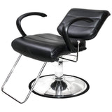 PureSana Chromium Vinyl Kyler 360 Degree Professional All Purpose Salon Chair with Adjustable Reclining Mechanism and Rotational Lock, Black