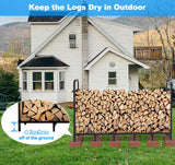 Tikimilor 6.7ft Firewood Rack Holder, Adjustable Heavy Duty Fire Log Stacker Stand for Fireplace, Outdoor Indoor Metal Wood Pile Storage Organizer, Patio Logs Stand tool, Black