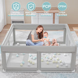 Hiaksedt Baby Playpen 50x50 Inch, Play Pens for Babies and Toddlers Baby Fence Play Yards for Indoor & Outdoor with Breathable Mesh Anti-Fall Playpen