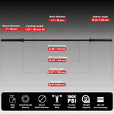 7FT Olympic Barbell 45 lb Barbell 2 INCH 1000lbs Capacity Olympic Bar with Moderate Knurling For Squats Curls Deadlifts Black
