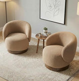 KISLOT Swivel Barrel Accent Chair, Boucle Fabric, Sand, 1-Pack