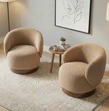 KISLOT Swivel Barrel Accent Chair, Boucle Fabric, Sand, 2-Pack