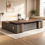 L Shaped Office Desk with Storage Cabinet, CPU Space and Cable Management