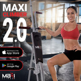 MaxiClimber 2.0 Vertical Climber Exercise Machine w/ Elastic Resistance System - Foldable Home Gym Fitness Equipment for Full Body Cardio & Strength Training Workouts, Adjustable Height