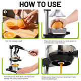 Cast Iron Juicer,nManual Juicer Hand Press, Professional Citrus Juicer, with Stainless Steel Cup, Easy to Use & Clean (Black)