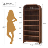 weselon 70" Tall Arched Shoe Cabinet for Entryway, 7-Tier Large Capacity Shoe Storage Organizer for 28 Pairs, Freestanding Wooden Rack with Adjustable Shelves for Boots, Sneakers & Heels (Walnut)