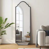 WallBeyond Arched Full Length Mirror Wall Mounted, 65"x22" Black Metal Frame Full Body Mirror for Bedroom, Living Room, Hanging or Leaning Against Wall Full Size