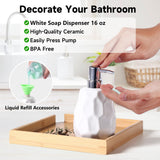 Ceramic Bathroom Accessories Set 4 PCS,Bathroom Toothbrush Holder Set,Soap and Toothbrush Holder Set,Include Toothbrush Holder,Soap Dispenser,Tumbler,Soap Dish,Bathroom Sets Decor Organizer (White)
