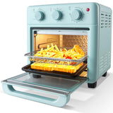 Novaspark Air Fryer Toaster Oven Combo, Retro Convection Oven Countertop,16QT Small Toaster Oven, 4-slices or 9" Pizza, Blue