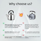 Whistling Stovetop Tea Kettle,Food Grade 316 Stainless Steel,Hot Water Fast to Boil,Stovetop Kettle with Ergonomic Handle,4.2 Quart Capacity