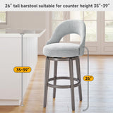 Mapleyard 26 Inch Swivel Upholstered Velvet Bar Stools Set of 4, Sage Grey