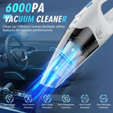 FUOAYOC Handheld Vacuum Cordless,6KPA Powerful Suction Hand Held Vacuum with LED Light/Multi Accessories
