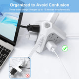 Tower Surge Protector Power Strip, 9 AC Outlets with 4 USB Ports (1 USB C) 3-Side Triangle Outlets with USB Ports NVEESHOX