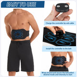 IGAVCPM ABS Stimulator Muscle Toner - FDA Cleared - Abdominal Training Belt Portable Sport Exercise Workout Equipment Home Office (Black Blue)
