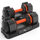 Adjustable Dumbbells Set 25LB, Adjustable Weights 5/10/15/20/25lbs, Adjustable Dumbbell Pair 50LBS Dumbbell Anti-Slip Handle for Exercise Fitness Workout Adjustable dumbbell set 2 (25, Pounds) LifeOG