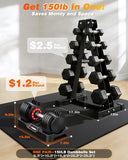 Rendpas Adjustable Dumbbells of 2, 1-Sec Weights Dumbbells Set, 5 in 2 Free Adjustable with Anti-Slip Texture Handle, Weight Set For Home Gym Suit both Men and Women