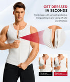 Nebility Compression Shirt Men Tank Top Compression Undershirt Mens Shapewear Body Shaper Waist Trainer Tummy Control Vest, White - Large