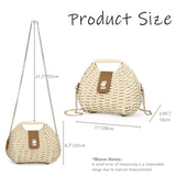 Women Straw Crossbody Bags,Summer Straw Purses with Chain,Beach Tote Shoulder Handbags Handmade Woven Bag (white)