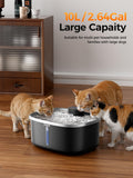 Pokpet Dog Cat Water Fountain Doggy Spout Water Bowl, Stainless Steel, Large Dog, Fresh Flow, 10L Pet Dispenser with Deeper Wider Drinking Area, LED Window, Multi-Filtration - Wireless 1Filter