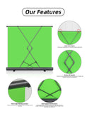 Acmejm 78.7 x 82.7in Large Collapsible Green Screen Backdrop,Portable Retractable Photo Background Chroma Key Panel with Stand Photography Backdrops for Video Conference,Photographic Studio,TikTok