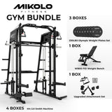 Mikolo Smith Machine, 2200lbs Squat Rack with LAT-Pull Down System & Cable Crossover Machine, Power Rack and Packages (BSL230HPHGP)