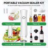 Vacuum Sealer for Food (Compact Vacuum Sealer Machine+30 Reusable Bags+20 Mason Jar Lids+Wine Stopper), Handheld Mason Jar Vacuum Sealer for 10X Preservation & Fresh, 80Kpa Portable Vacuum Food Saver