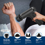 Emicool Massage Gun with Heat and Cold, 2 in 1 Portable Mini Muscle Massager with Extended Handle, Handheld Electric Percussion Deep Massager Tissue Massage Gun for for Home Gym