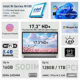 HP 17.3" Touchscreen Laptop w/Microsoft 365, 16GB RAM, 1TB SSD+128GB UFS, Webcam w/Shutter, Fingerprint Reader, Backlit Keyboard, Microsoft Copilot Key, Intel Quad-Core CPU, Win11, Lavender