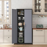Tall Steel File Cabinets with Lockable Doors and 5 Adjustable Shelves-Black&Gray Steel Storage Cabinet for Home, School, Office