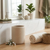 Marsui 2 Gallon Bathroom Trash Can, Round Marble Resin Bin, Gravel