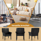 GIANTEX Set of 2 Office Guest Chair, Upholstered Faux Leather Chair with Arms, Rubber Wood Legs, Reception Chair, Executive Accent Armchair, Side Chair for Waiting Room, Meeting Room, Living Room
