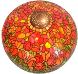 Tiffany-Style Lamp Table Peach Kapok Peony Glass Lampshade Desk
