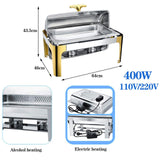 USZWBY Chafing Dish, Electric Food Warmer Chafer Chafing Dish, Commercial Rectangular Buffet Servers and Warmers - Keep Food Being Fresh and Delicious - 9L F(C)