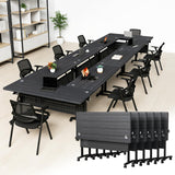 Office Conference Table, Mobile Folding Modular Conference Table with Wheels, Rolling Training Seminar Desk for School Classroom Meeting Office Library (6, Dark Grey, 70.8IN)
