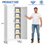 Metal Garage Storage Cabinet with Lock, Steel Tool Cabinet with 2 Doors and 5 Adjustable Shelves