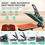 Montary 16x24 Commercial Grade Semi-Automatic 1800W High Pressure Multifunction Heat Press Machine: Boasting a Slide Out Lower Platen, Fast Heating & Infrared Positioning,Green