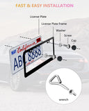 GNSZSN License Plate Frames - 2 Pack Matte Black Universal Aluminum Metal Car Tag Frame for Front and Rear Number Holder with Screws & Caps