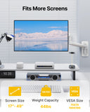 monTEK Single Monitor Wall Mount, 17–49" Gas Spring Arm, Up to 44 lbs，White