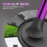 BigAlex Alloy Folding Cane with Seat, Lightweight Adjustable Walking Cane with Seat, Cane Seat with LED for Woman/Man, Comfortable Handle and 3 Non-Slip Legs, Walking Stick for Seniors,Purple
